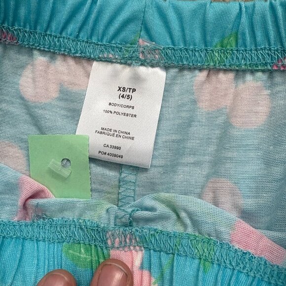 Girls summer pyjamas Shorts and T-Shirt Blue & Cherries Size XS (4-5y) NWT - Picture 4 of 6